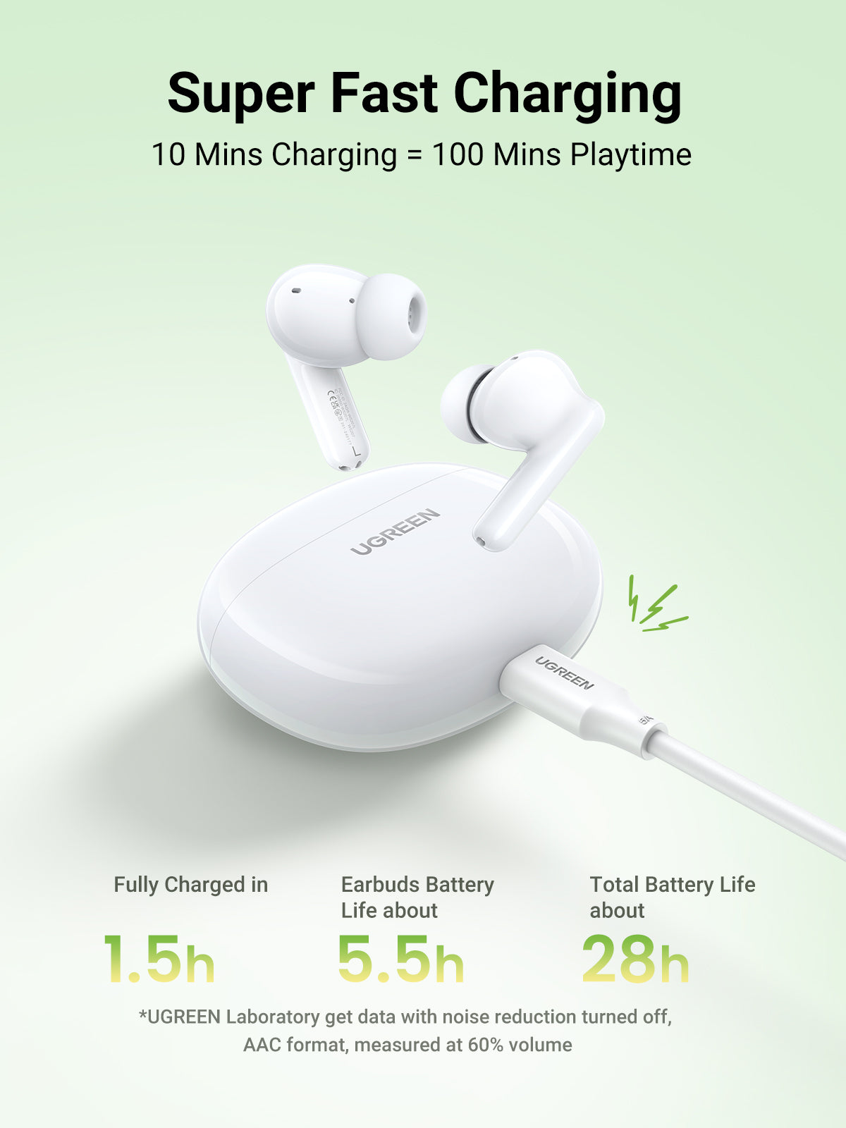 UGREEN WS207 HiTune P3 True Wireless Earbuds White 2 UGREEN WS207 HiTune P3 True Wireless Earbuds White - Image 2