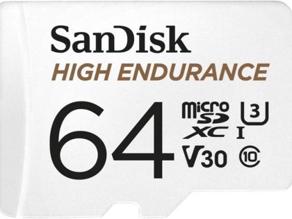 SanDisk High Endurance microSDXC 64GB with SD Adapter for Dash Cams and Home Monitoring