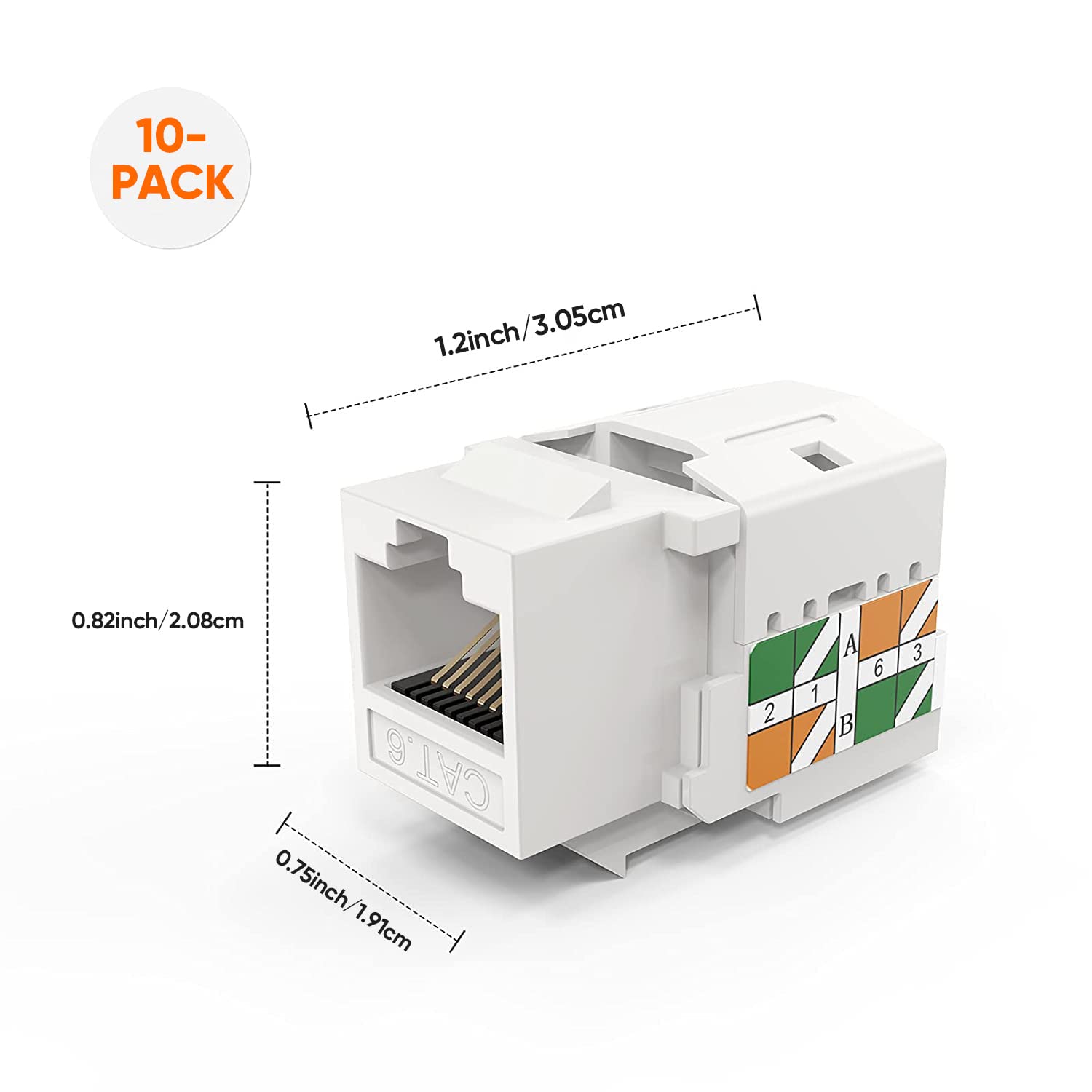 RJ45 Cat6 Keystone Jack White 2 RJ45 Cat6 Keystone Jack White - Image 2
