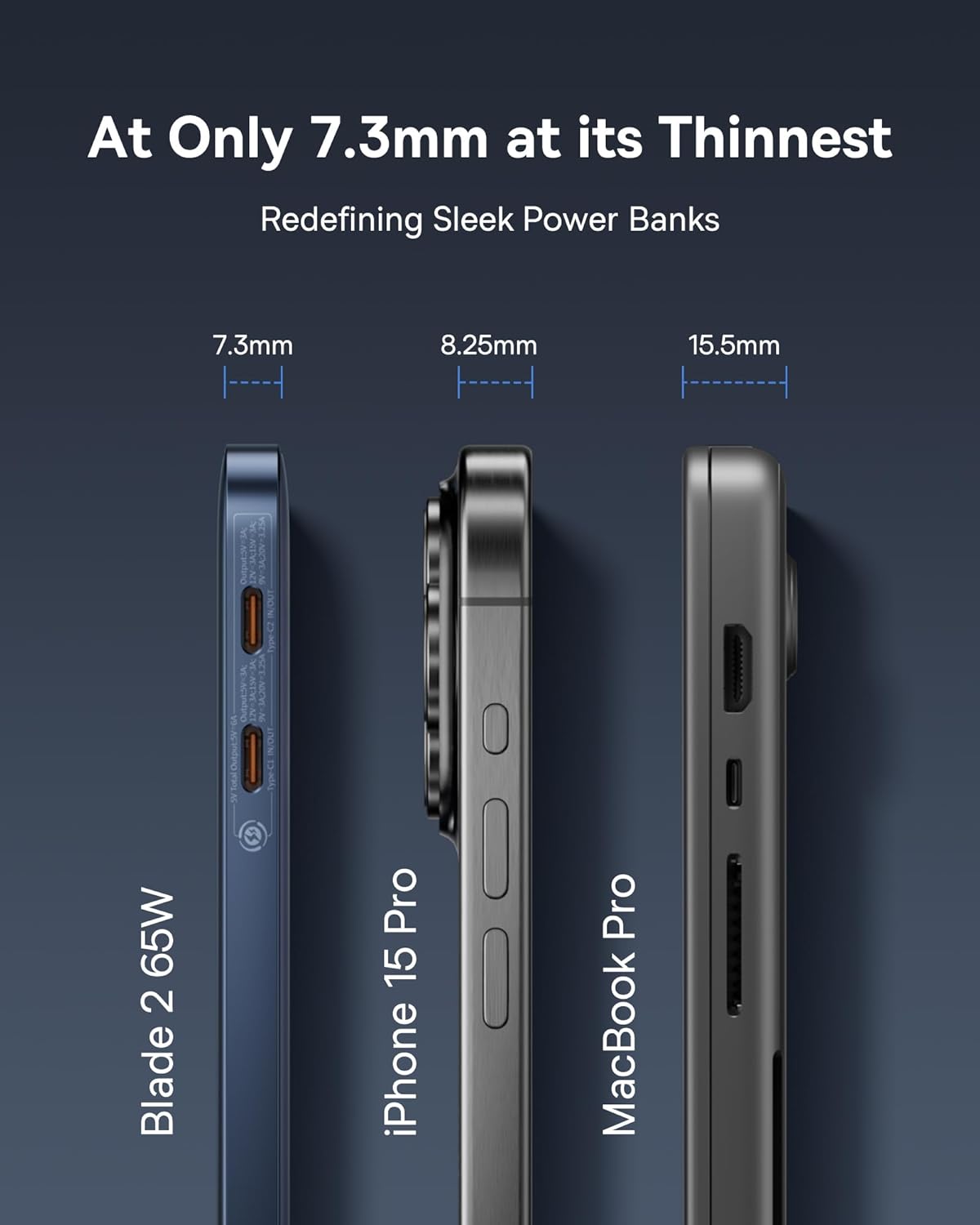 Baseus Blade 2 12000mAh 65W Powerbank with USB-C Cable 2 Baseus Blade 2 12000mAh 65W Powerbank with USB-C Cable - Image 2