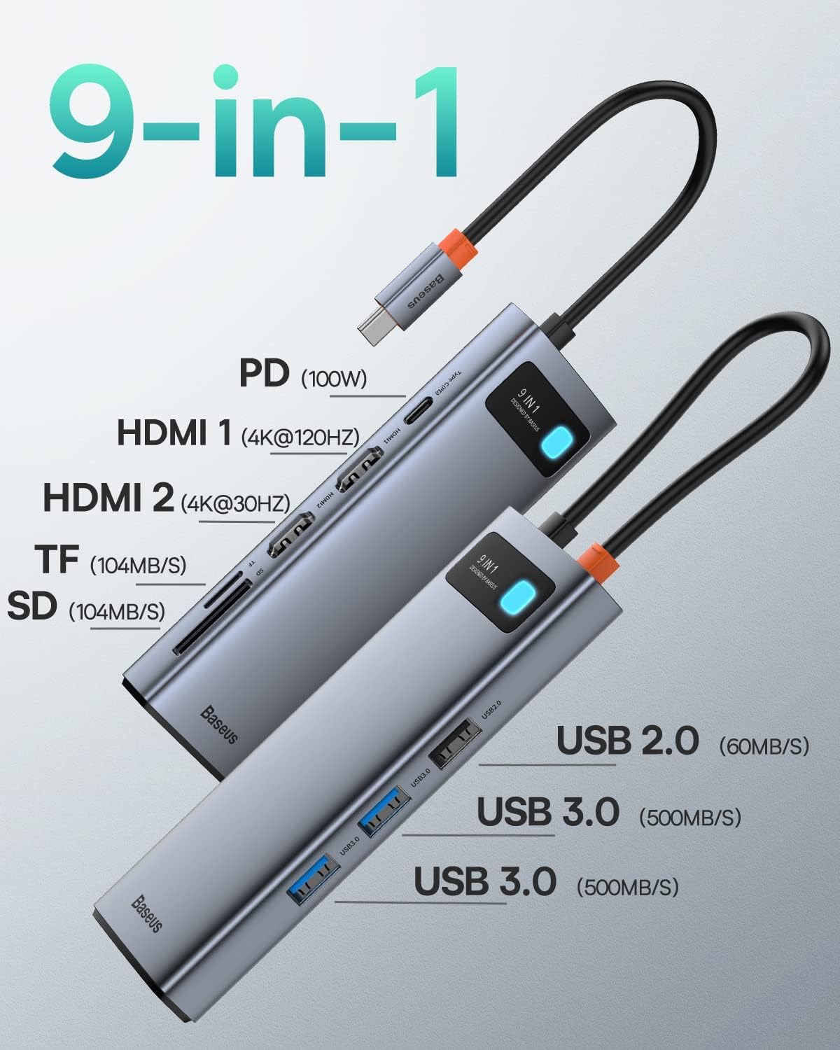 Baseus 9-in-1 USB-C Hub 2 Baseus 9-in-1 USB-C Hub - Image 2