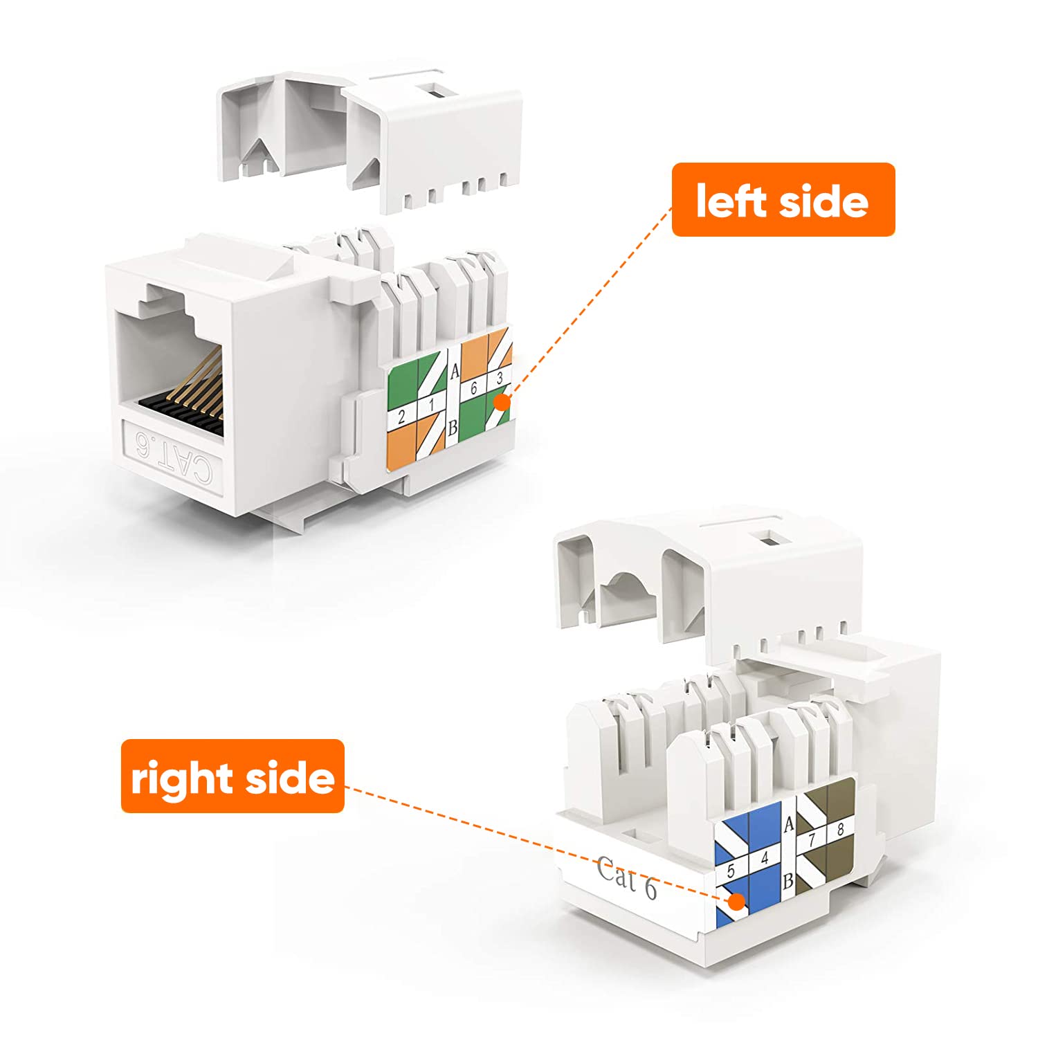RJ45 Cat6 Keystone Jack White 3 RJ45 Cat6 Keystone Jack White - Image 3