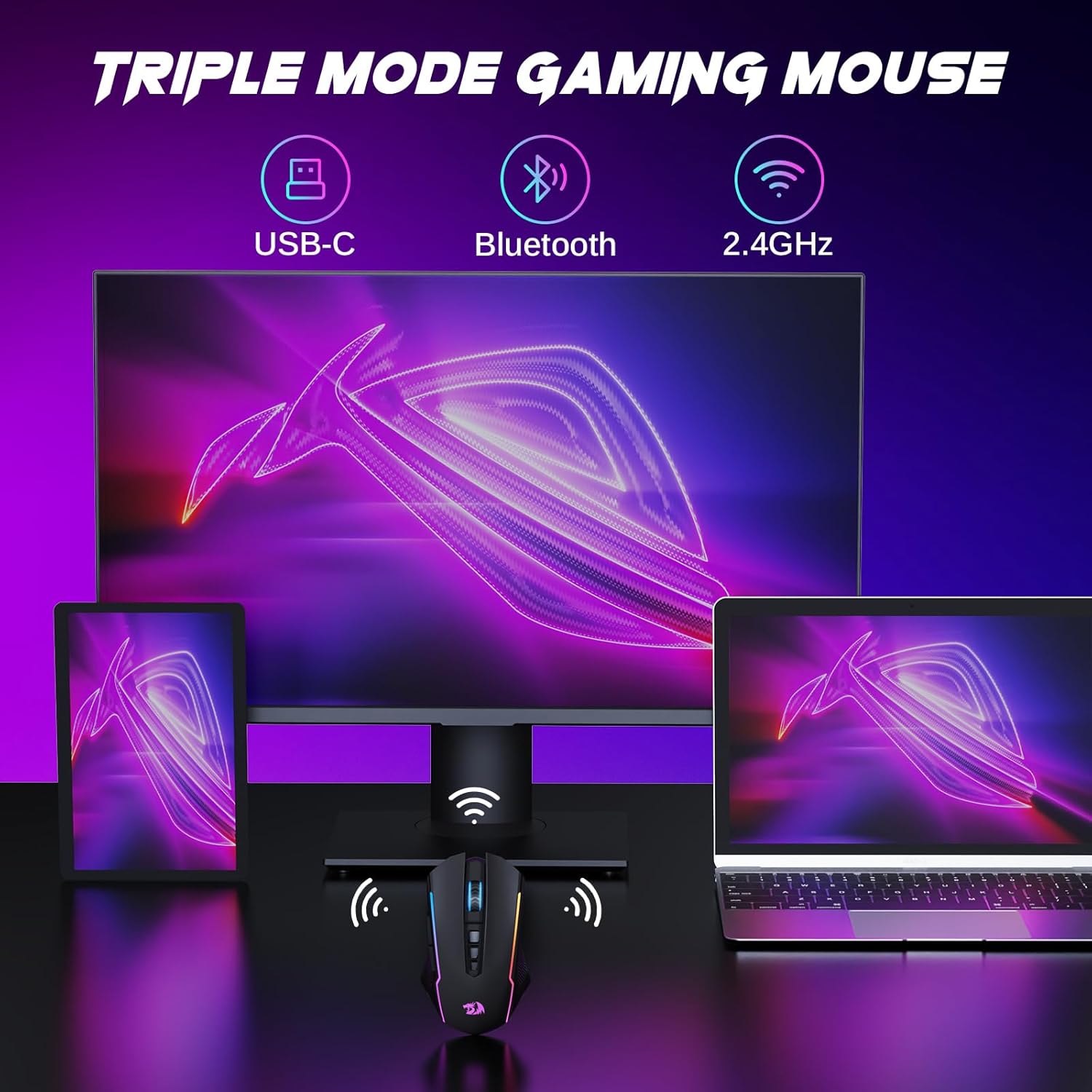 Havit Gaming Series Tri-Mode Wireless Gaming Mouse HV-MS1020WB 2 Havit Gaming Series Tri-Mode Wireless Gaming Mouse HV-MS1020WB - Image 2