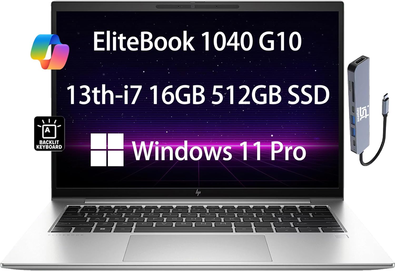 HP EliteBook 1040 G10 Intel Core i7-1355U 16GB RAM 512GB SSD 14" DOS 5 Years NBD On-Site Warranty 1 HP EliteBook 1040 G10 Intel Core i7-1355U 16GB RAM 512GB SSD 14" DOS 5 Years NBD On-Site Warranty