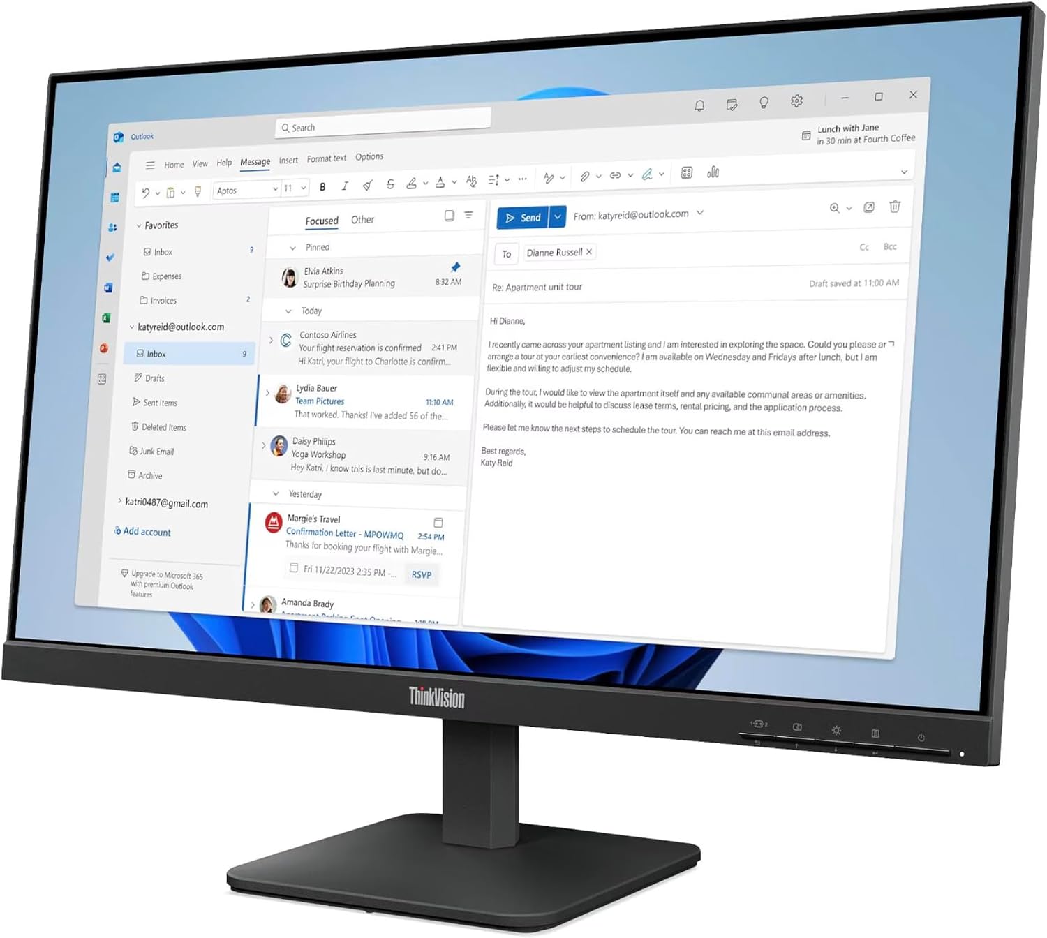 Lenovo ThinkVision S24-4e 23.8 Inch FHD Monitor 2 Lenovo ThinkVision S24-4e 23.8 Inch FHD Monitor - Image 2