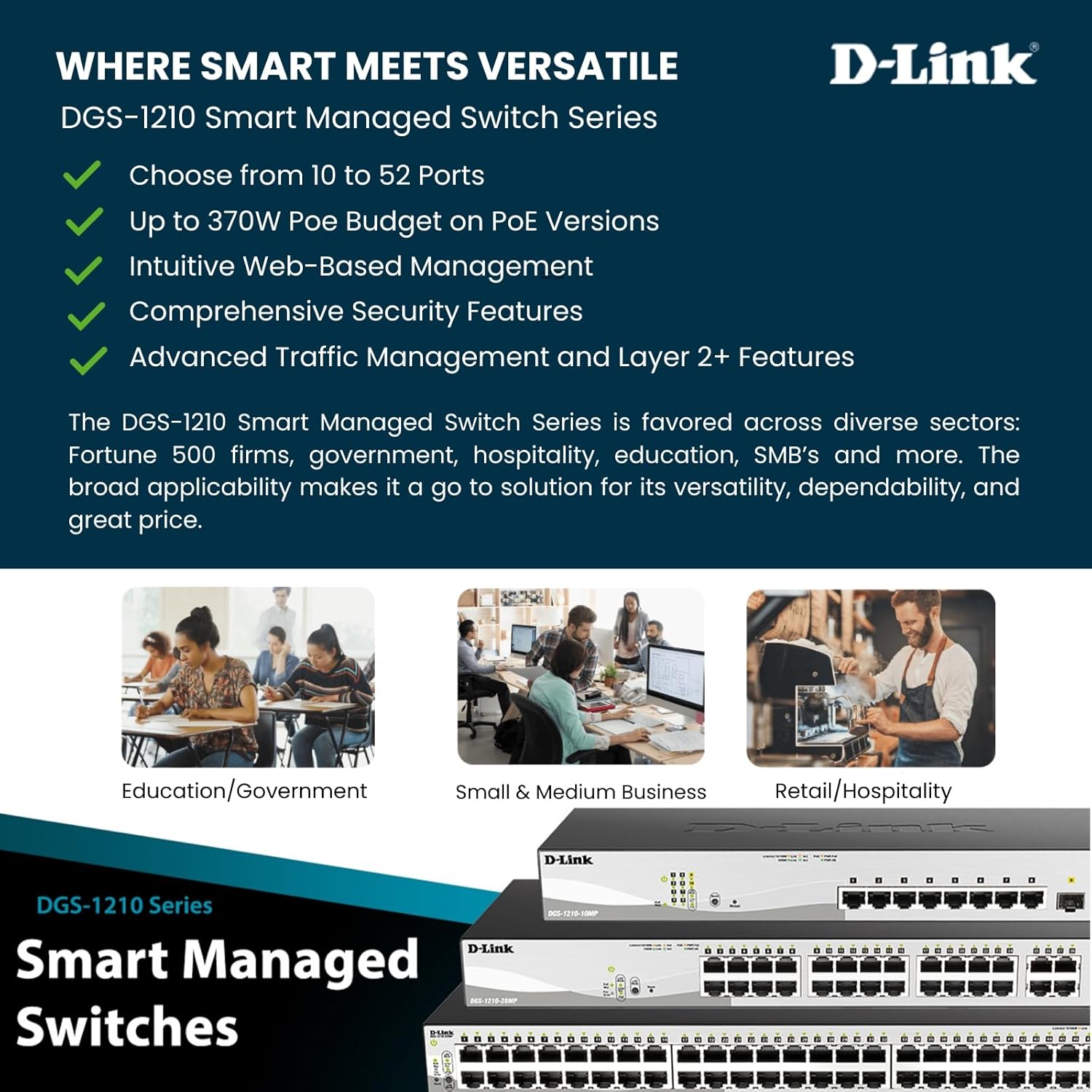 D-Link DGS-1210-52 52-Port Gigabit Smart Managed Switch Non-PoE 3 D-Link DGS-1210-52 52-Port Gigabit Smart Managed Switch Non-PoE - Image 3