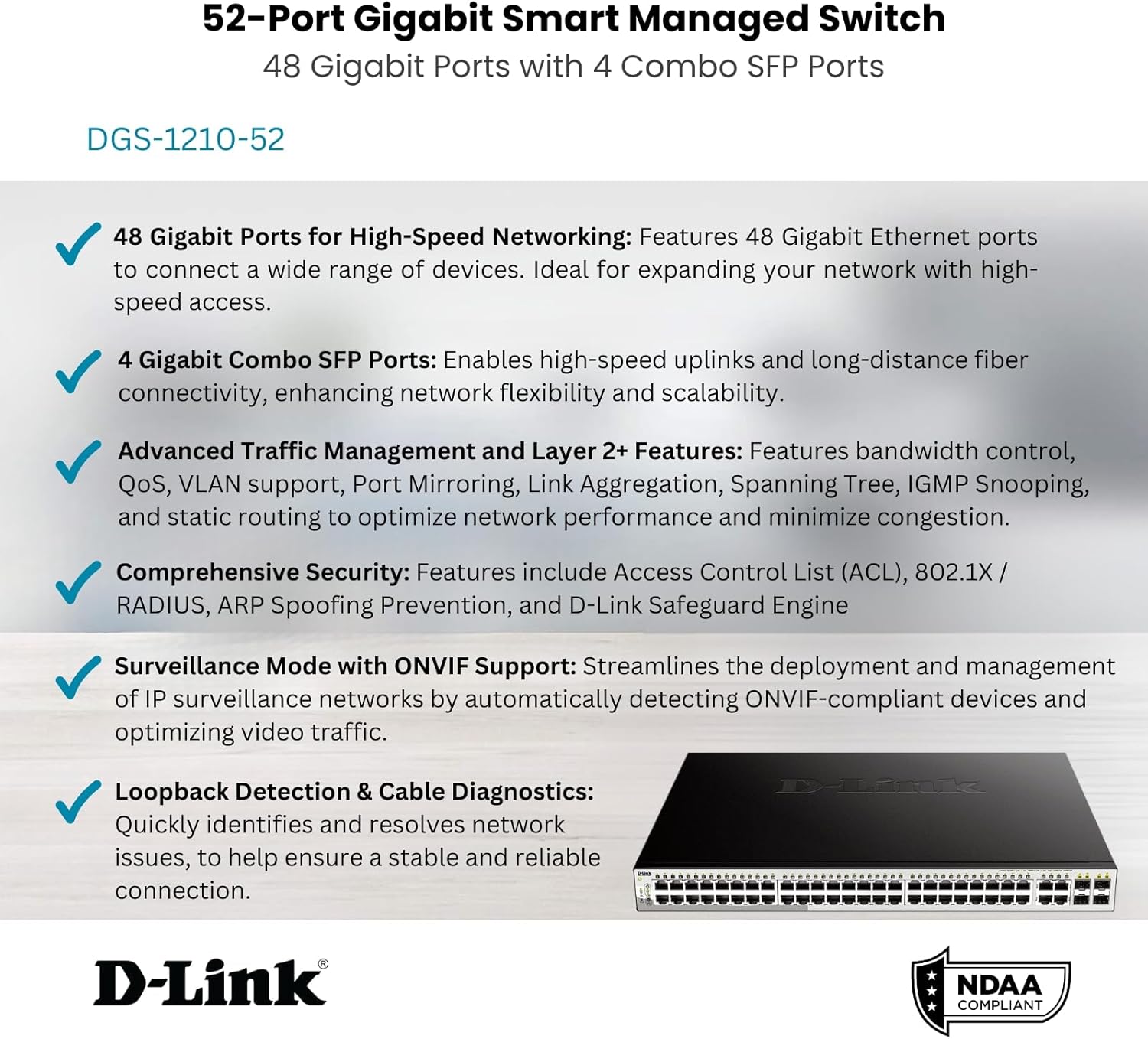 D-Link DGS-1210-52 52-Port Gigabit Smart Managed Switch Non-PoE 2 D-Link DGS-1210-52 52-Port Gigabit Smart Managed Switch Non-PoE - Image 2