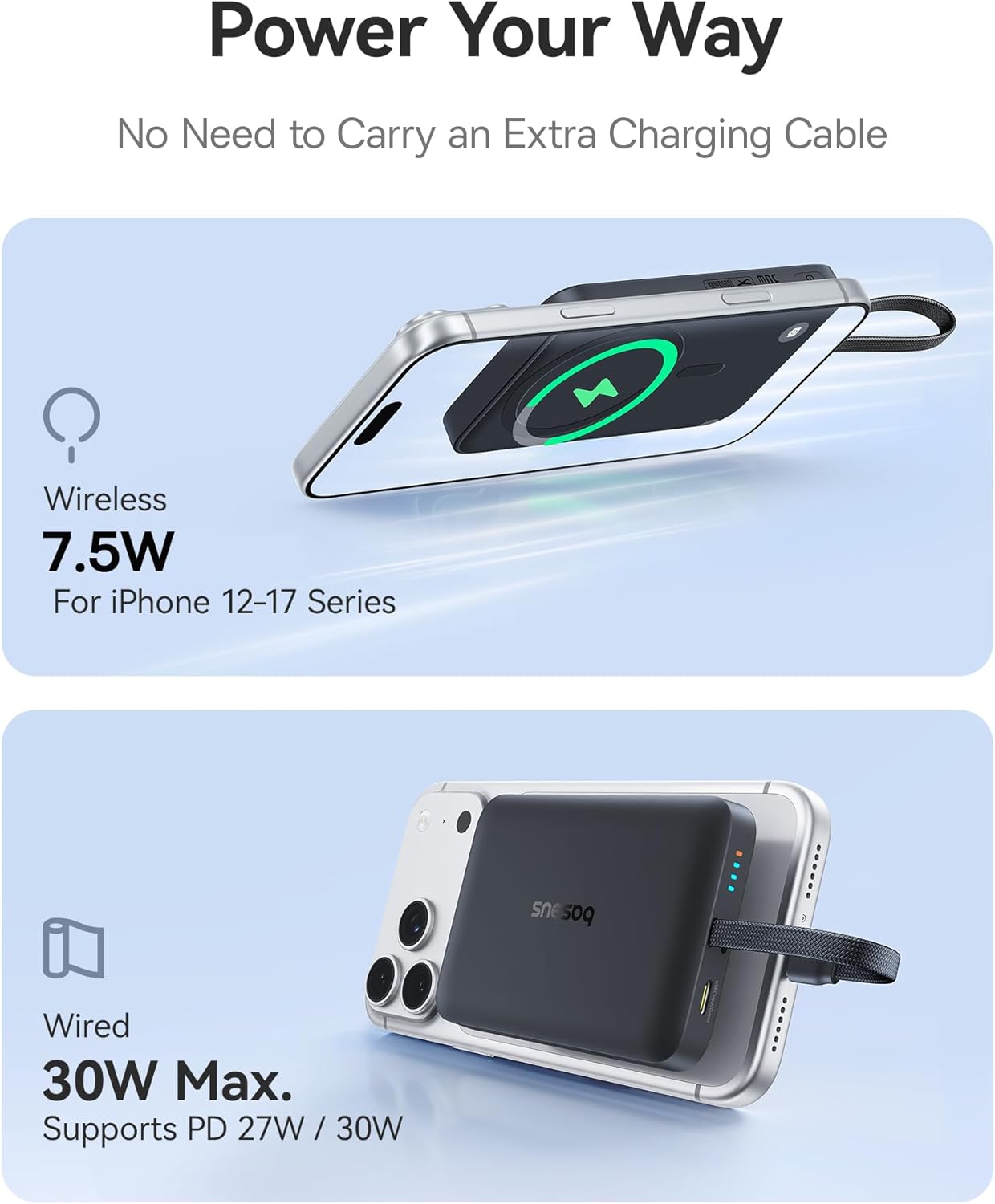 Baseus Magnetic Mini Wireless Powerbank 10000mAh 30W, Black 3 Baseus Magnetic Mini Wireless Powerbank 10000mAh 30W, Black - Image 3
