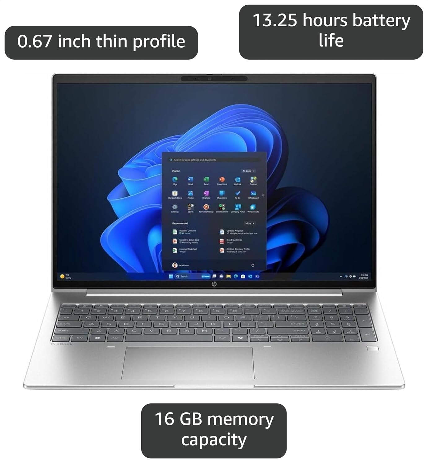 HP ProBook 4 G1i 16 AI Intel Core Ultra 7 255U 16GB RAM 512GB SSD Pike Silver 2 HP ProBook 4 G1i 16 AI Intel Core Ultra 7 255U 16GB RAM 512GB SSD Pike Silver - Image 2