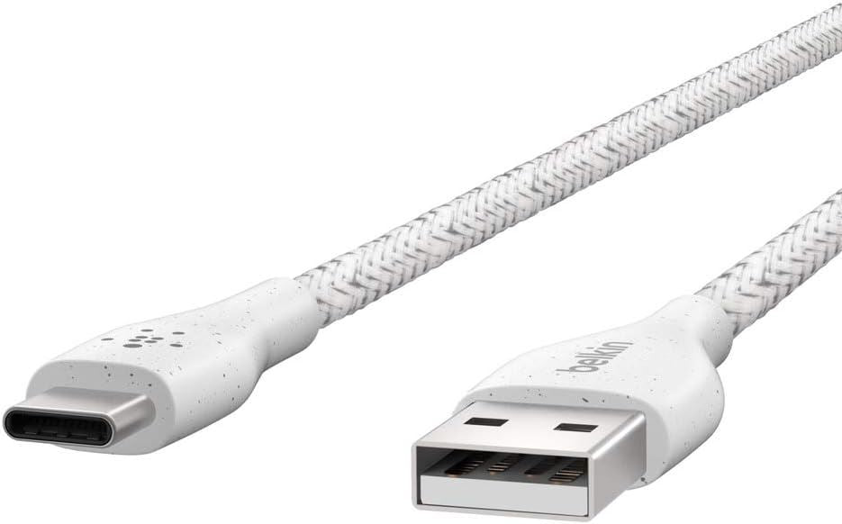 Belkin DuraTek Plus USB-C to USB-A Cable with Strap 1M White 2 Belkin DuraTek Plus USB-C to USB-A Cable with Strap 1M White - Image 2