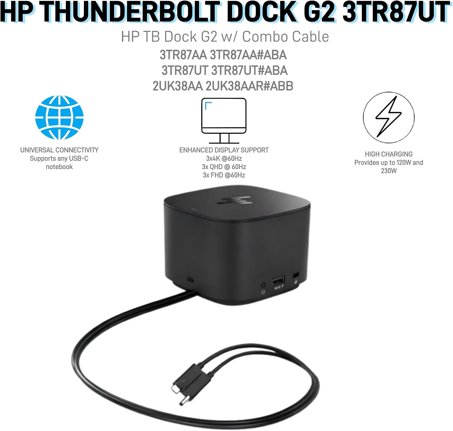 HP Thunderbolt Dock G2 with Combo Cable (Ex-UK) 2 HP Thunderbolt Dock G2 with Combo Cable (Ex-UK) - Image 2