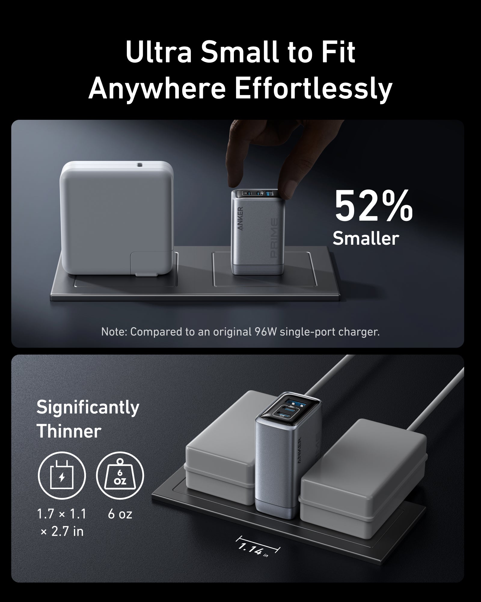 Anker Prime Charger (100W, 3 Ports, GaNPrime) Silver 4 Anker Prime Charger (100W, 3 Ports, GaNPrime) Silver - Image 4