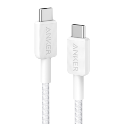 Anker 322 USB-C to USB-C Cable (3ft, 60W, Braided) White