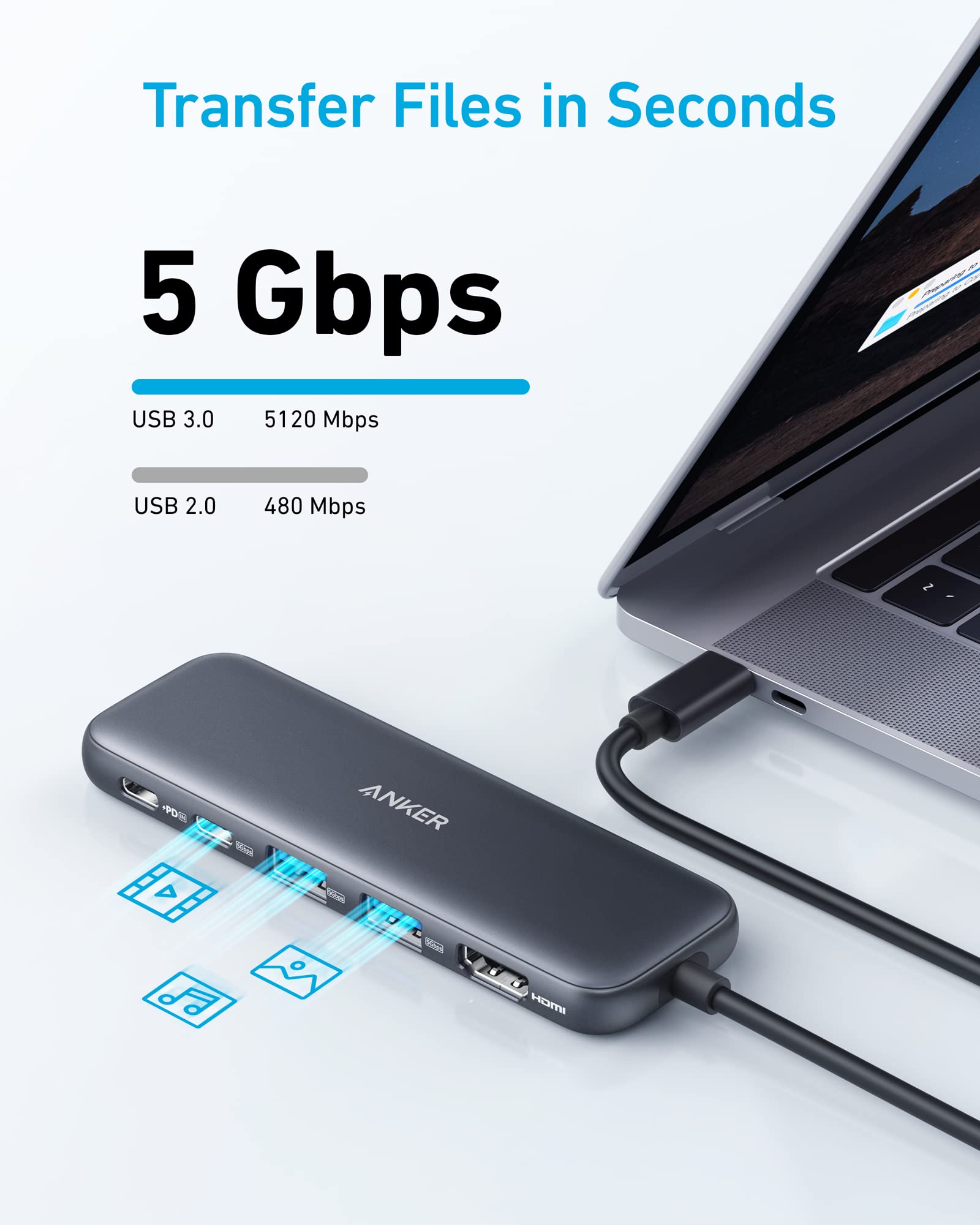 Anker 332 USB-C Hub (5-in-1) Black 4 Anker 332 USB-C Hub (5-in-1) Black - Image 4