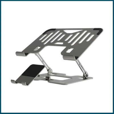 Porodo 2-in-1 Adjustable and Foldable Laptop with Phone Stand Silver