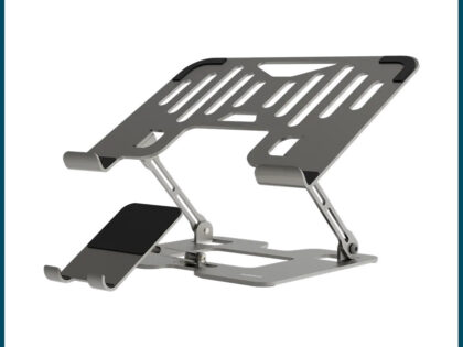 Porodo 2-in-1 Adjustable and Foldable Laptop with Phone Stand Silver