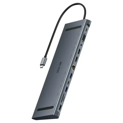 Green Lion 12 in 1 4K HDMI Ethernet USB-C Hub Gray
