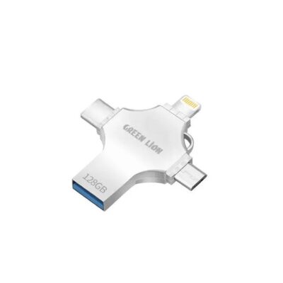 Green Lion 4 in 1 USB Flash Drive 128GB Silver