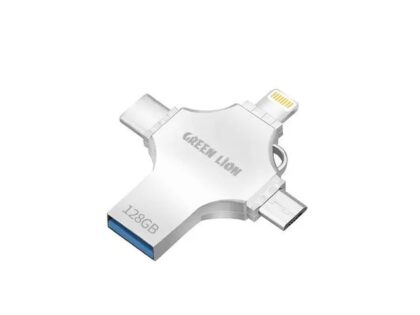 Green Lion 4 in 1 USB Flash Drive 128GB Silver