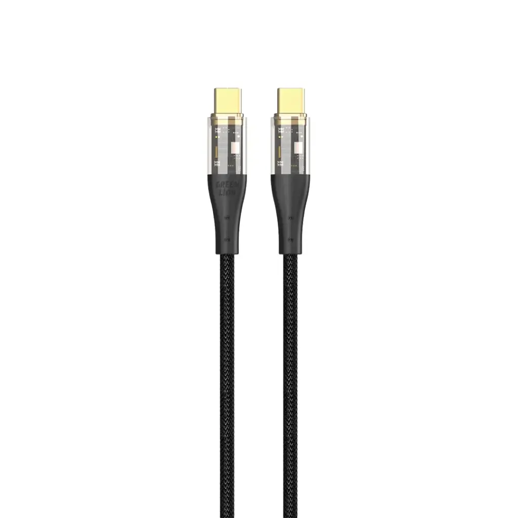 Green Lion Transparent Cable USB-C to USB-C Braided Black 1 Green Lion Transparent Cable USB-C to USB-C Braided Black