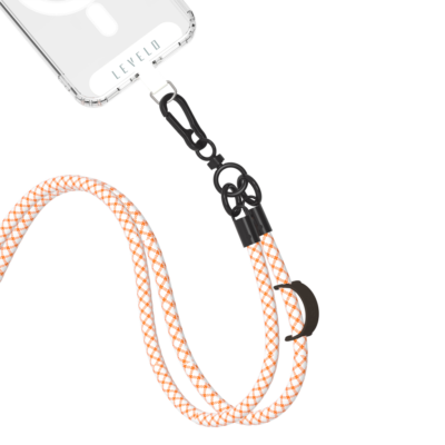 Levelo Everly Phone Crossbody Lanyard White Orange