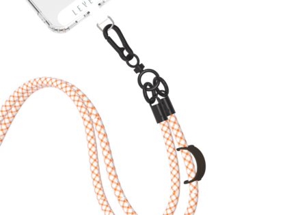 Levelo Everly Phone Crossbody Lanyard White Orange