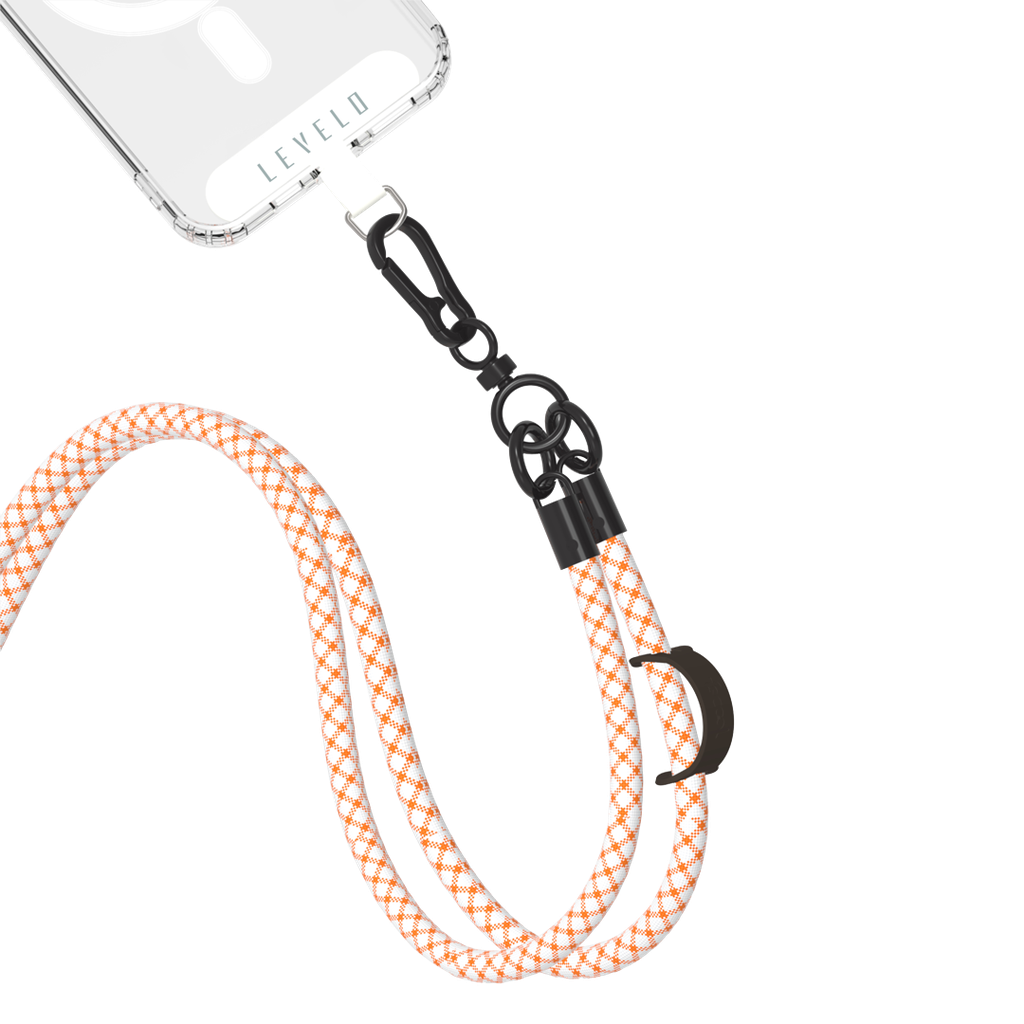 Levelo Everly Phone Crossbody Lanyard White Orange 1 Levelo Everly Phone Crossbody Lanyard White Orange