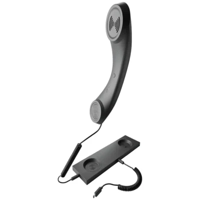 Porodo Classic Retro Type-c Phone Handset with Noise Cancelling Black