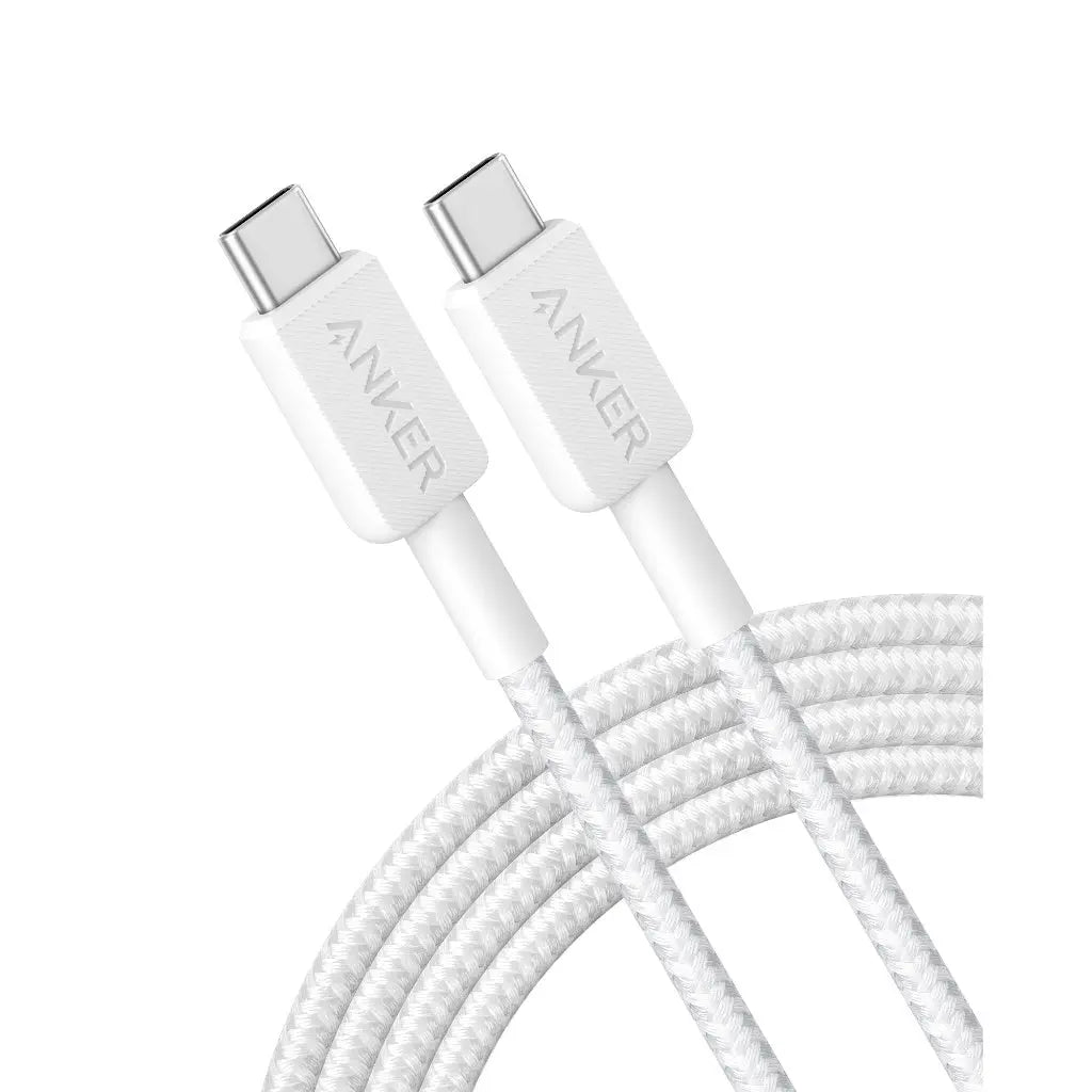Anker 322 USB-C to USB-C Cable (6ft, 60W, Braided) White 1 Anker 322 USB-C to USB-C Cable (6ft, 60W, Braided) White