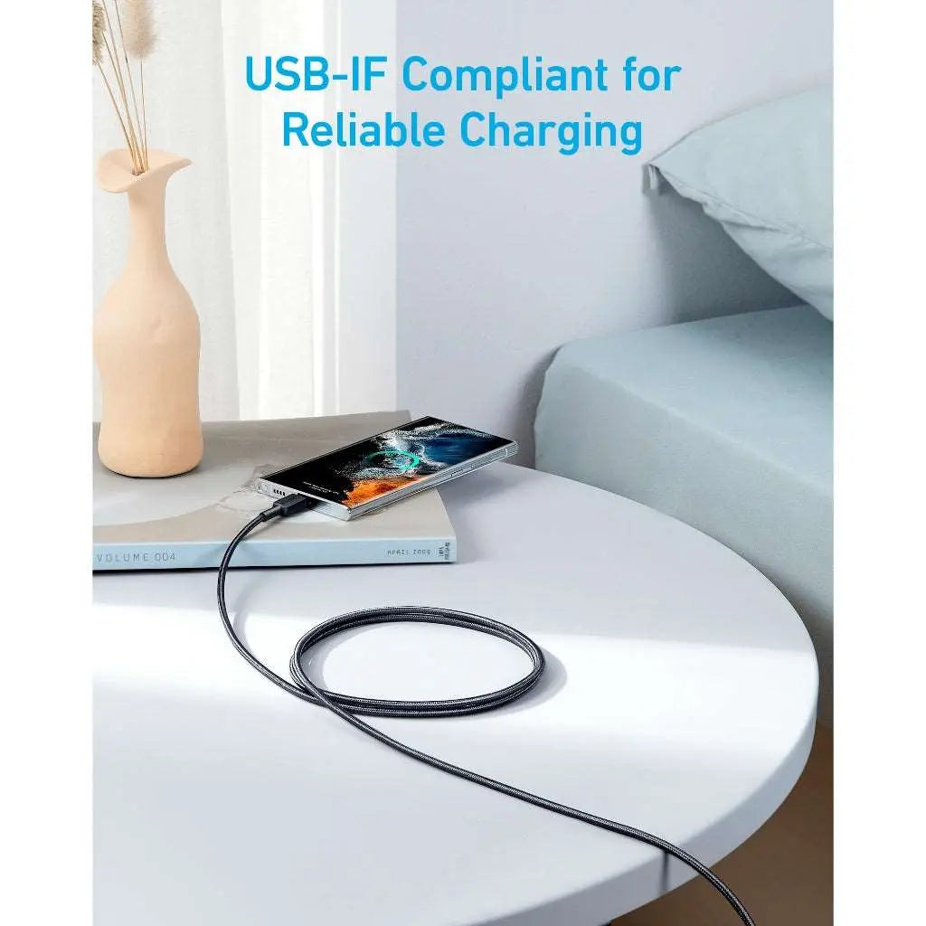 Anker 322 USB-C to USB-C Cable (6ft Braided) Black 4 Anker 322 USB-C to USB-C Cable (6ft Braided) Black - Image 4