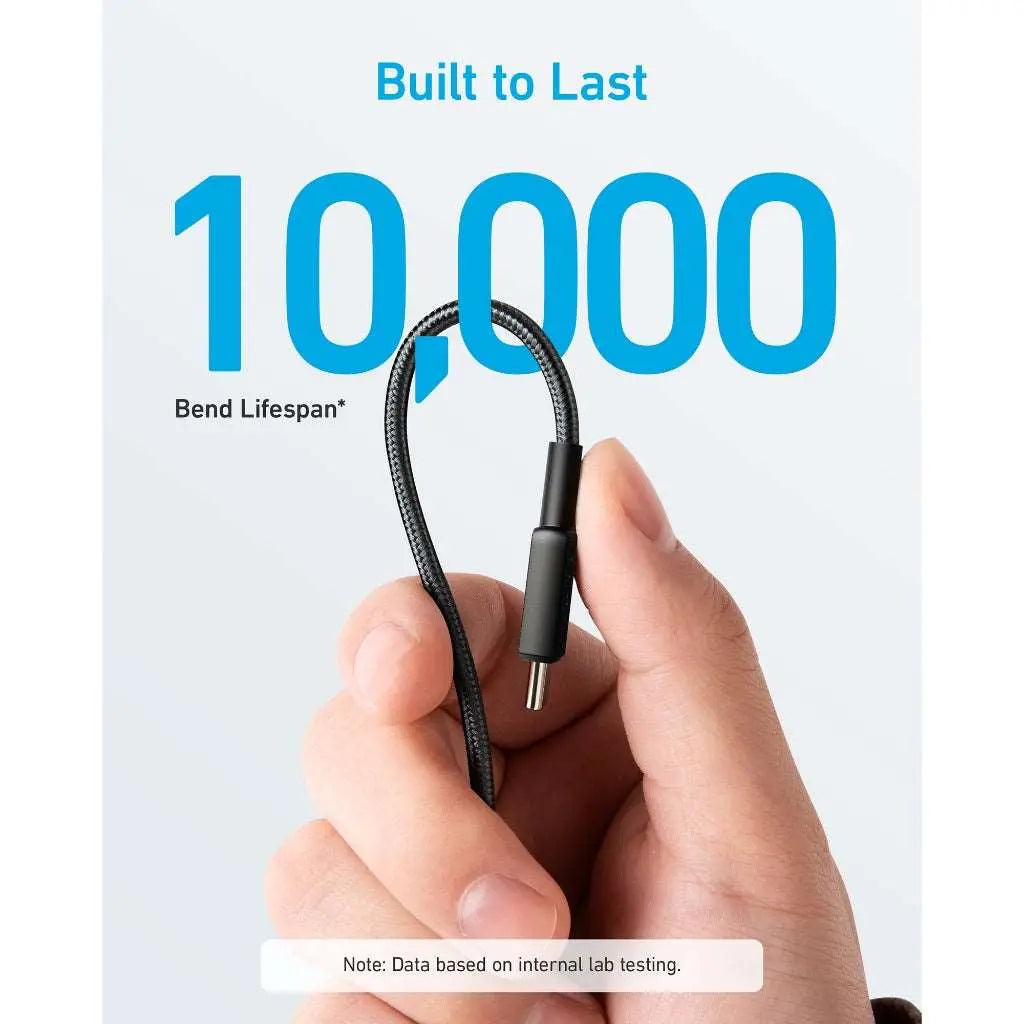 Anker 322 USB-C to USB-C Cable (6ft Braided) Black 3 Anker 322 USB-C to USB-C Cable (6ft Braided) Black - Image 3