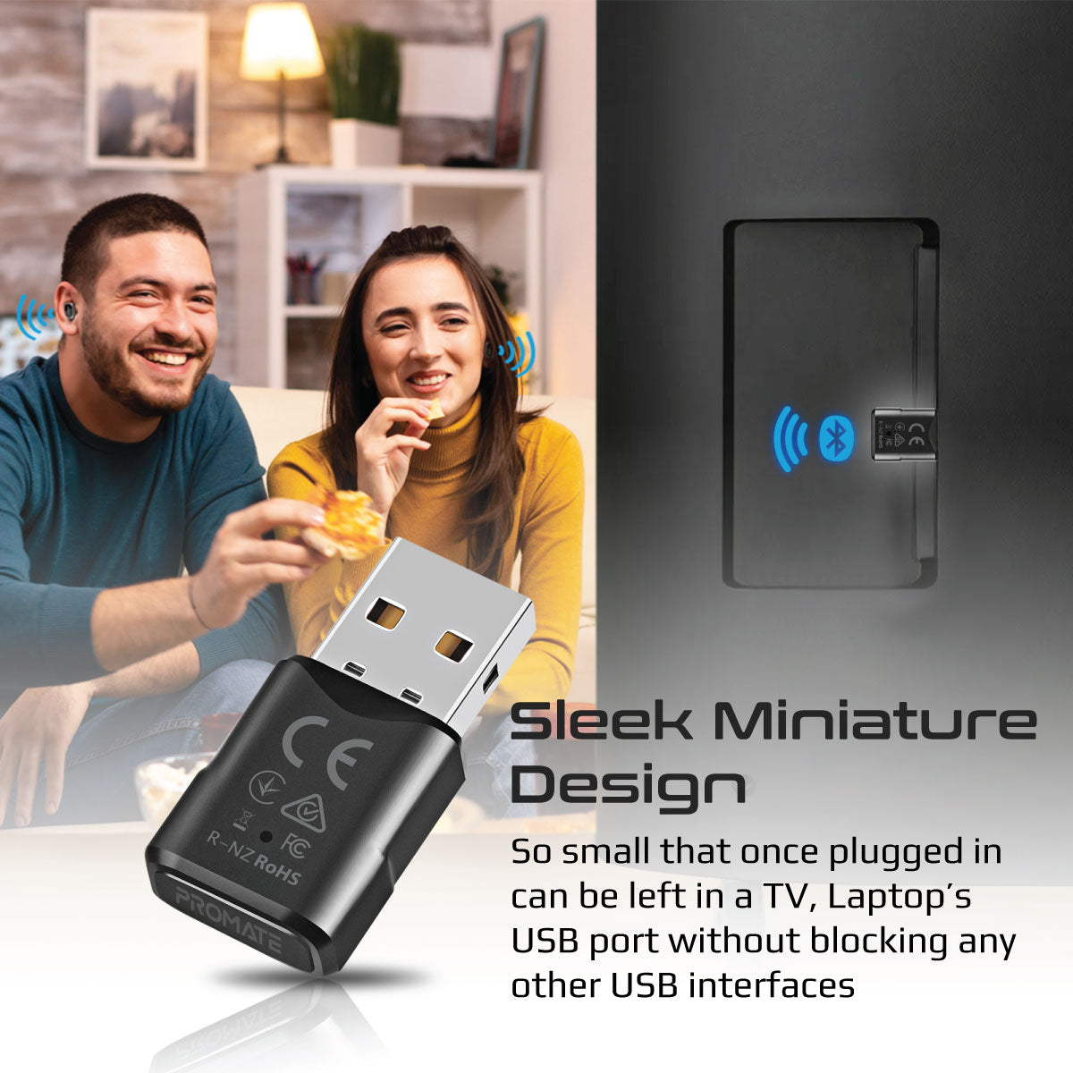 Promate BlueLink MultiPoint Pairing Bluetooth v5.0 Audio Adapter (BLUELINK) 4 Promate BlueLink MultiPoint Pairing Bluetooth v5.0 Audio Adapter (BLUELINK) - Image 4
