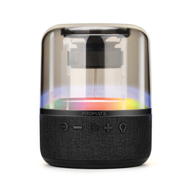 Promate Glitz-L 10Watt HD LumiSound 360 Surround Sound Speaker, Rainbow LED (Glitz-L.Black/Blue/Red)