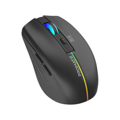 Promate Kitt 1600 DPI Sleek Wireless Rechargeable Mouse with RGB Lighting (KITT.BLACK)