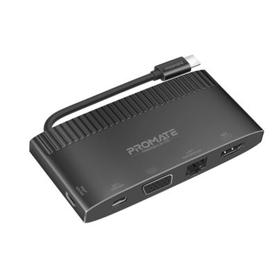 Promate MediaHub-C6 6-in-1 Super Speed USB-C Media Hub, 100W PD, 4K HDMI, 1080p VGA (MEDIAHUB-C6)