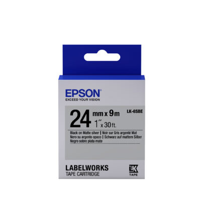 Epson LK-6SBE Label Cartridge - Black on Matte Silver, 24mm x 9m