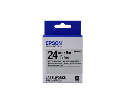 Epson LK-6SBE Label Cartridge - Black on Matte Silver, 24mm x 9m