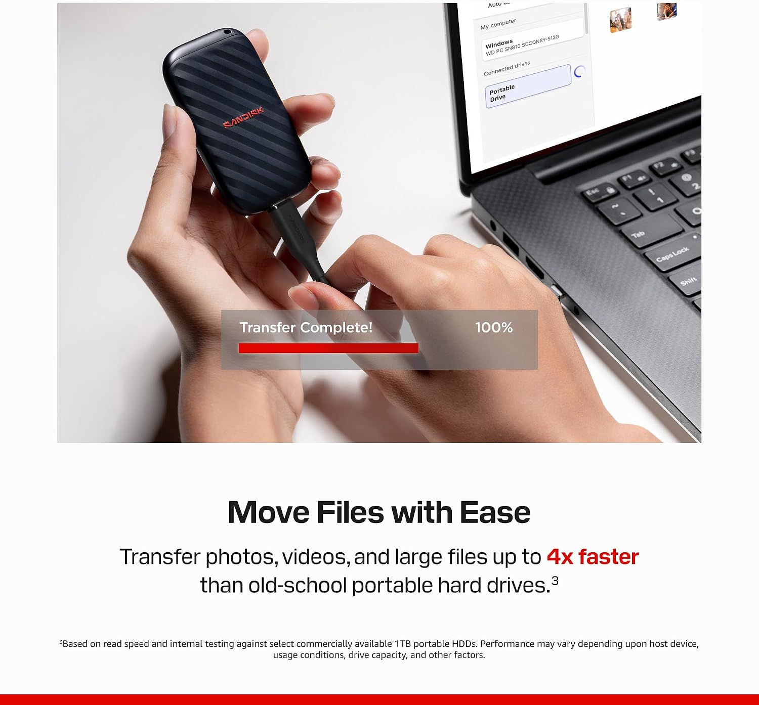 SanDisk E10 Portable External SSD 1TB (SDSSDE10-1T00-G25) 3 SanDisk E10 Portable External SSD 1TB (SDSSDE10-1T00-G25) - Image 3