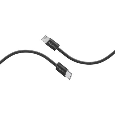 Promate EcoLine 27W PD USB-C to Lightning Fabric Braided Cable, 1.2m (ECOLINE-CI120.BLACK)