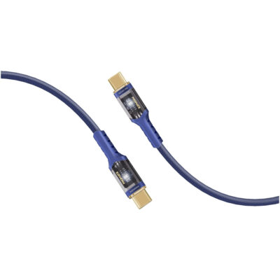 Promate LucidLine 100W PD Ultra-Fast USB-C Cable, Transparent, LED Light, 1.2m (LUCIDLINE-CC120.NAVY)