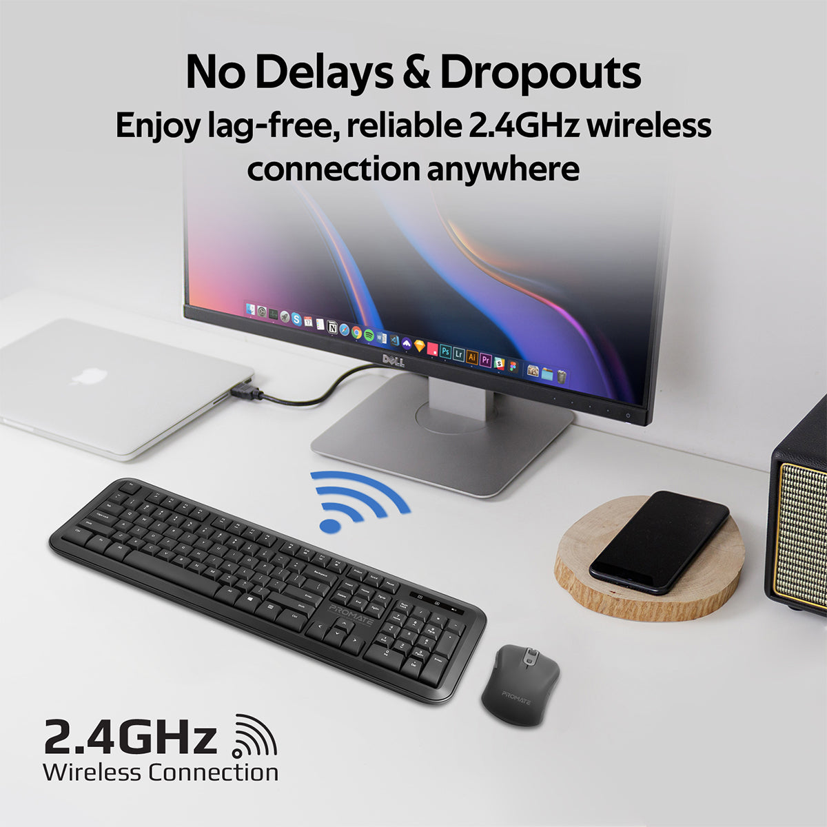 Promate ProCombo-6 Ergonomic Wireless Keyboard & Mouse Combo, USB-A/USB-C Dongle (PROCOMBO-6) 3 Promate ProCombo-6 Ergonomic Wireless Keyboard & Mouse Combo, USB-A/USB-C Dongle (PROCOMBO-6) - Image 3