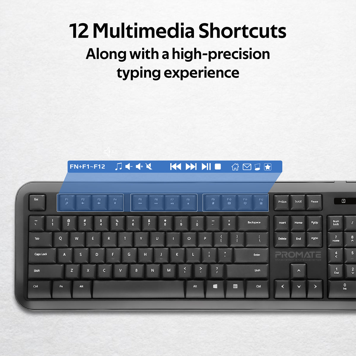 Promate ProCombo-6 Ergonomic Wireless Keyboard & Mouse Combo, USB-A/USB-C Dongle (PROCOMBO-6) 4 Promate ProCombo-6 Ergonomic Wireless Keyboard & Mouse Combo, USB-A/USB-C Dongle (PROCOMBO-6) - Image 4