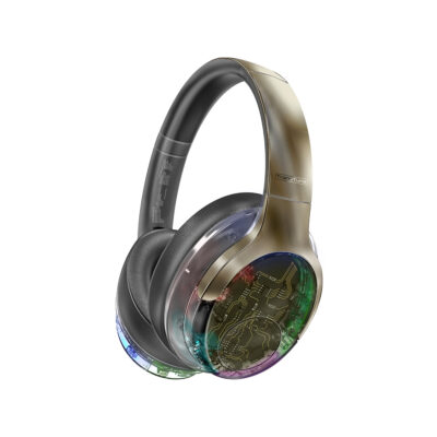Promate TransTune ANC Hi-Fi Stereo Wireless Headphones with RGB Lights, 40Hrs Playtime (TRANSTUNE.GUNMETAL)