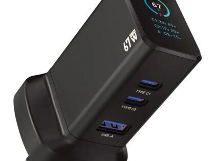 Powerology Ganex 67W Wall Charger C+C+A With TFT Display Black