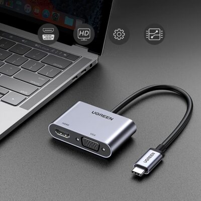 UGREEN CM162 4-in-1 USB-C to HDMI VGA USB 3.0 Adapter Space Gray