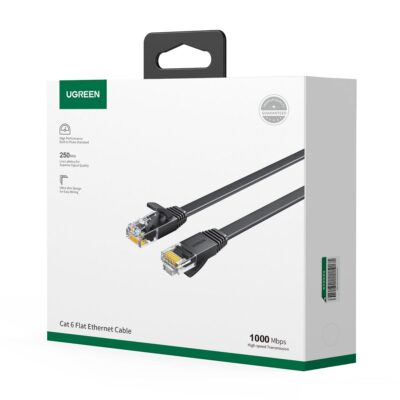 UGREEN NW102 Cat6 U/UTP Lan Flat Cable 15m Length Black
