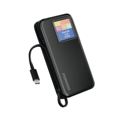 Porodo 4G MIFI Powerbank 10000mAh With Type C Cable Black