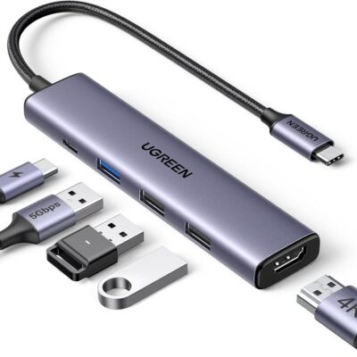 UGREEN 5-in-1 USB-C Multifunction Adapter to HDMI Plus 3 USB 3.0 A Plus PD Power Converter