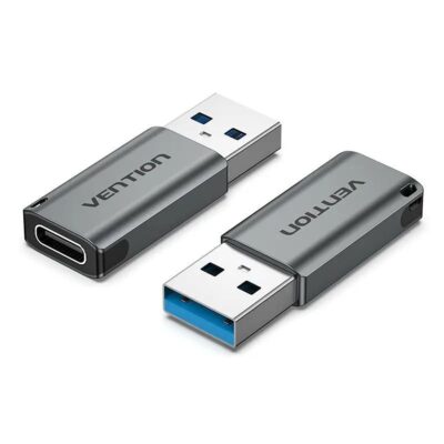 Vention USB 3.0 Male to USB-C Female Adapter Gray Aluminum Alloy