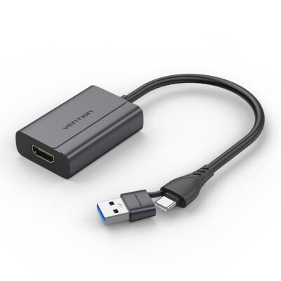 Vention USB-C Plus USB-A to HDMI Adapter 0.15M Gray Aluminium Alloy